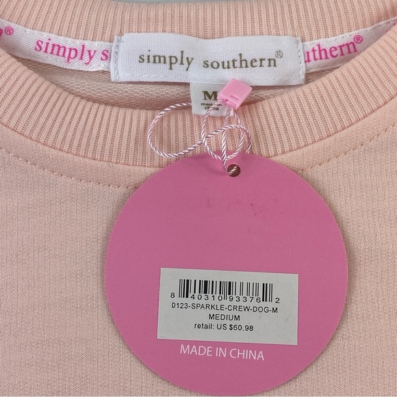 NWT Simply Southern Women’s Light Pink Peach Dog Lover Lettered‎ Sweatshirt Sz M - Picture 9 of 13